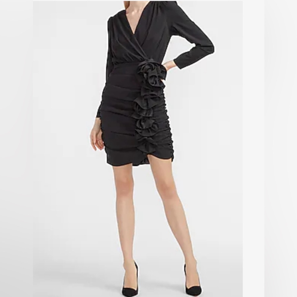 [express] black ruffled mini dress size S